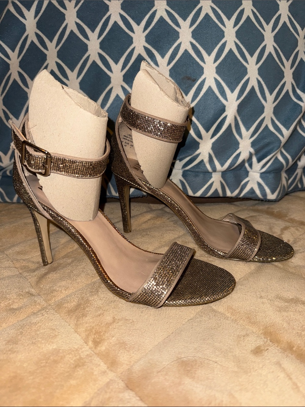 Mix No. 6 Laela Sparkle Ankle-Strap High Heel Sandals - Gold